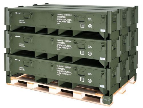 Palletized munitions monitored in storage